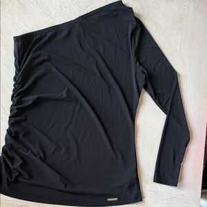 Michael Kors Black One-Shoulder Long Sleeve Top